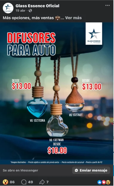 Anuncio de difusores para auto